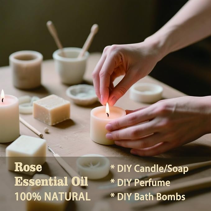 Rose Essential Oil, Rose Oil for Skin Care, Massage, Diffuser, Humidifier, DIY Soap, Candle, Bath, Yoga, Gift Ready,Rose Fragrance Oil - MLYNKL Essential Oils (4.33 fl oz / 130ml)