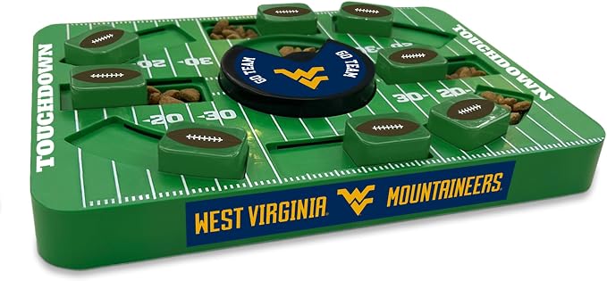 Pets First NCAA WEST Virginia Large Puzzle Toy, New Size, Interactive Dog Treat & Slow Feeding Toy