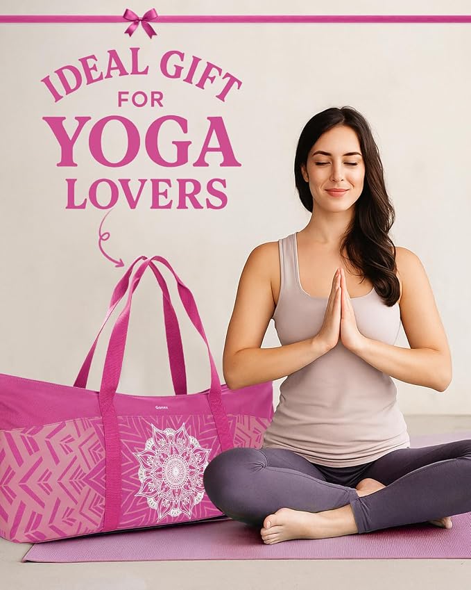 Gonex Yoga Mat Bag, Extra Canvas Gym Bag with Waterproof Pocket Metal Zipper, Fits Mat & Blocks, Stylish Yoga Mat Carrier for Women, Ideal for Yoga, Pilates, Workout, Travel