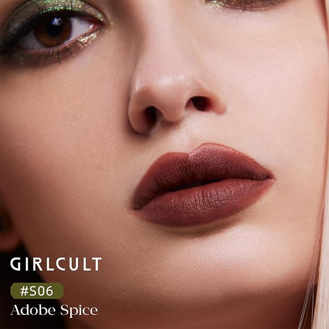 GIRLCULT Matte Lipstick – Long Lasting Velvet Finish, Smudge Proof & Lightweight Lipstick for Women, Transfer Proof One-Swipe Color, Gift for Her (S06)