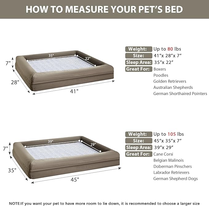WNPETHOME XL Extra Large Orthopedic for Senior Dog Bed Comfy Sleeping | Washable Dog Couch with Removable Waterproof Cover, Large Pet Sofa Bed with Bolster Sides for Relaxing Dark Green 41x28 Inch