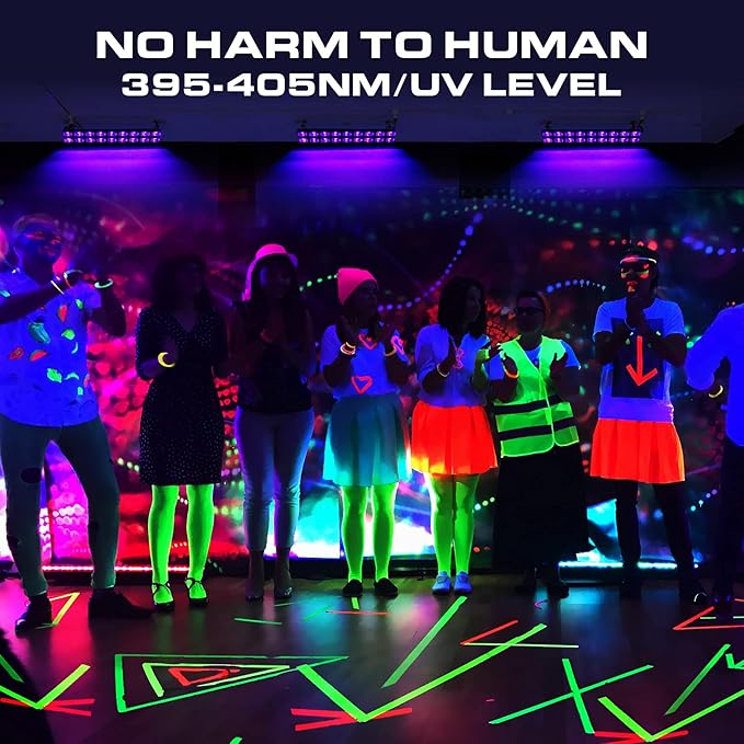 Black Light Bar Glow Party - 54W 18LEDs Powerful UV Black Light Glow in The Dark Party Supplies for Blacklights Party Body Paint Birthday Music Dance Nightclub Halloween Christmas Stage Lighting
