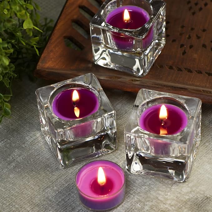 DEYBBY Natural Lavender Scented Soy Wax Tealight Candles Bulk, Aromatherapy Luxury Tea Candle Set of 24-4 Hour Burning Great Gift