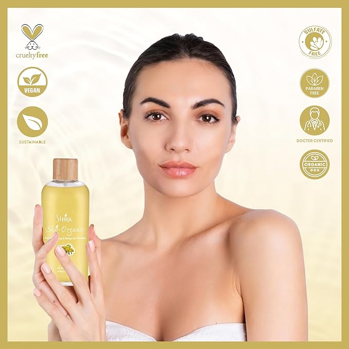 Shira Shir Organic Stone Crop & Mango Gel Cleanser 200ml - Hydrating Face Wash for Smooth, Refreshed Skin, Natural Ingredients, Gentle Daily Cleanser for All Skin Types, Organic Skin Care
