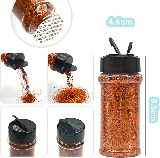 Light Orange - Craft Glitter - 2oz Glitter Shaker Bright Colorful Holographic Mix Chunky Body Glitter Bulk Wholesale 24 Colors in Shaker Cosmetic Glitter - EBLB401