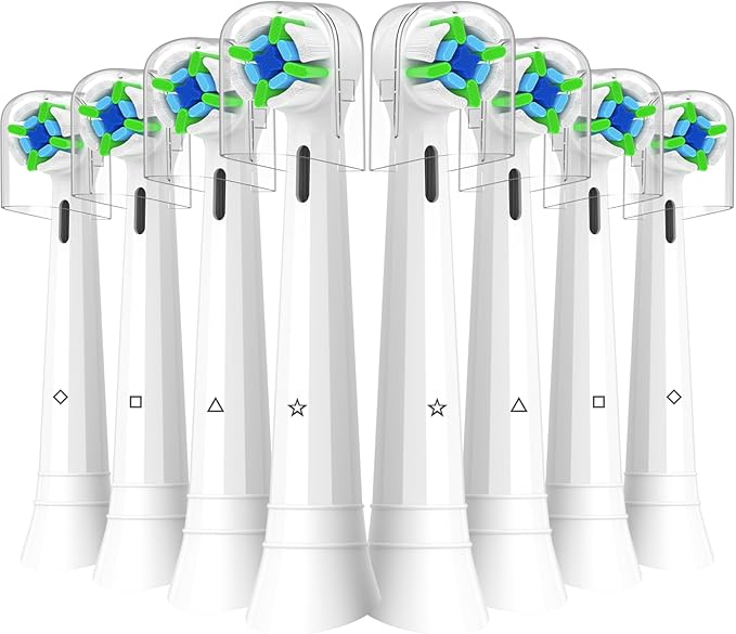 Qitizu Replacement Heads Compatible with Oral B iO Electric Toothbrush, Replacement Toothbrush Heads Fit for Oral-B iO 2/3/4/5/6/7/8/9/10 Series Toothbrush, 8 Packs (White)