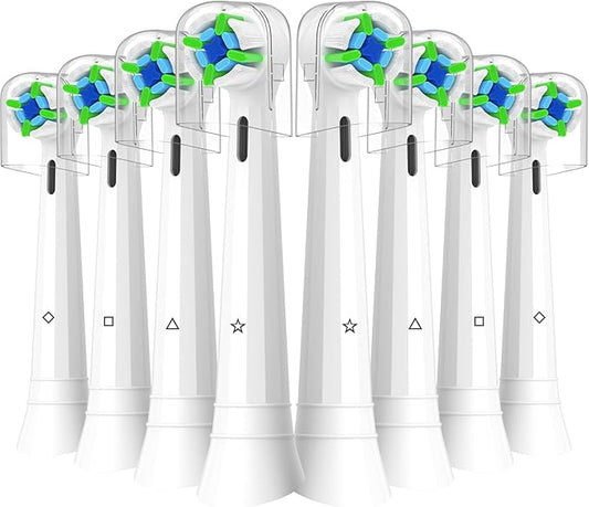 Qitizu Replacement Heads Compatible with Oral B iO Electric Toothbrush, Replacement Toothbrush Heads Fit for Oral-B iO 2/3/4/5/6/7/8/9/10 Series Toothbrush, 8 Packs (White)