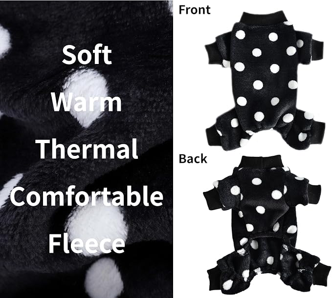 Yikeyo Dog Sweater, Dog Sweaters Pajamas for Small Dogs, Winter Pet Onesies Pjs,Puppy 4 Legged Sweater Clothes for Chihuahua Yorkie Teacup Jumpsuit,Cute Pet Outfits Apparel,Polka,M,Chest 18.5 in