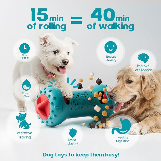 Interactive Dog Toys,Adjustable Treat Dispensing Toy to Keep Them Busy | Dog Enrichment for Brain Stimulation & Cognitive for Puppy Puzzle to Reduce Boredom-Ideal Gift for All Dogs(Rigid Nylon)