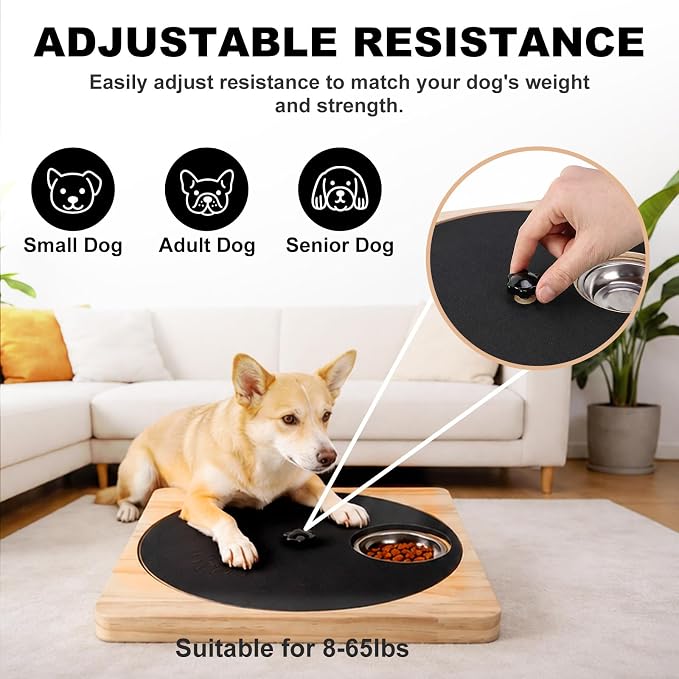 Dog Nail Scratch Board with Treat Board, Stress-Free Nail Care for Dog | Wood Scratching Pad with Sandpaper and 6 Steel Bowls, Nail File Toy for Dog