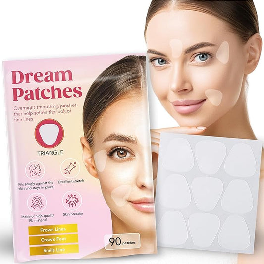 Anti Wrinkle Facial Patches & Smile Line Patches - Frown Line Patches,Face & Wrinkle Tape for Forehead Wrinkle/Dream Patches/TRIANGLE- Made in Japan
