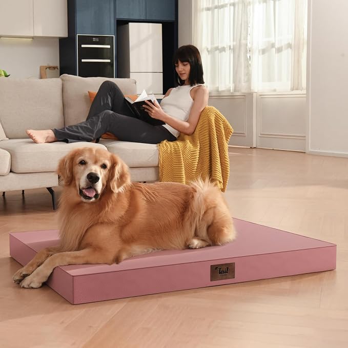 Outdoor Extra Large Dog Bed XXL for Giant Breed Dogs | Egg Crate Orthopedic Foam, Fits 48x30 Crates, TPU Waterproof Layer, Machine Washable 1680D Oxford Cover, Up to 110 lbs