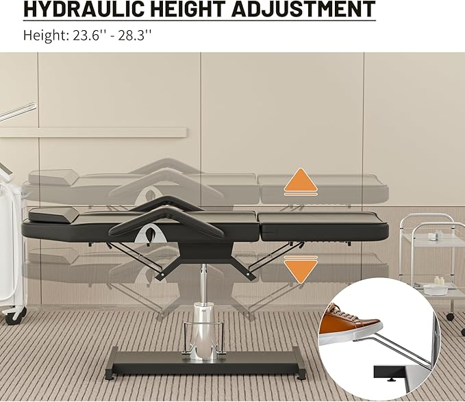 Hydraulic Tattoo Chair for Client with Stool Facial Chairs for Esthetician Bed Adjustable Facial Bed Spa Chair Massage Table