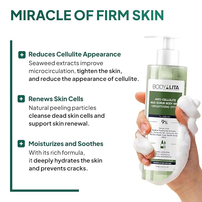 Smoothness & Purification Routine, 3-Step Exfoliating Body Care Set with Double-Sided Exfoliating Pad, Anti Cellulite Scrub, and Glycolic Acid Body Wash for Acne Prone Skin
