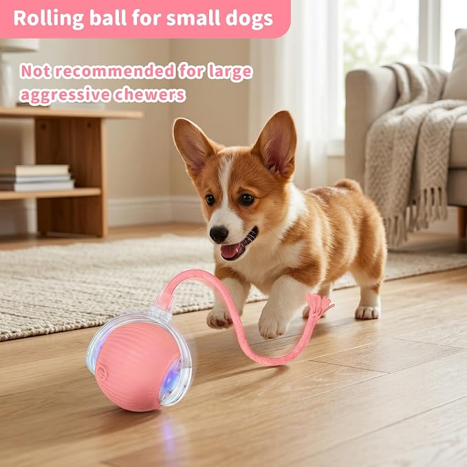 Cat Toys for Indoor Cats Smart Automatic Bal Moving Chase Dogs Toy, Pink | Ball Rolling for Bored Kitten Pet, Upgraded Speedy Moving Chase Dogs Toy