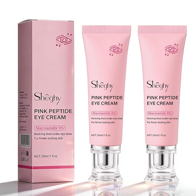 PDRN Pink Peptide Eye Serum Cream, Hydrating & Firming Eye Cream for Dark Circles, Anti-Aging Treatment Reduces Fine Lines, Uneven Skin Tone, Soothing Pink Moisturizer with Peptides, 1.01fl.oz (2)
