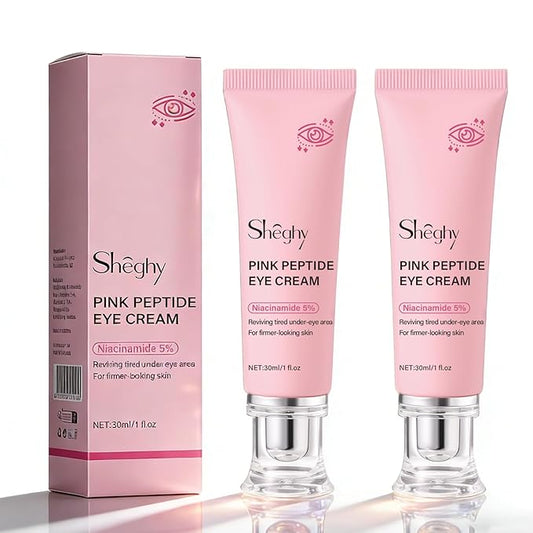 PDRN Pink Peptide Eye Serum Cream, Hydrating & Firming Eye Cream for Dark Circles, Anti-Aging Treatment Reduces Fine Lines, Uneven Skin Tone, Soothing Pink Moisturizer with Peptides, 1.01fl.oz (2)