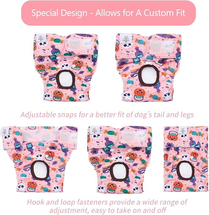 CuteBone Dog Diapers Female Washable Small Medium Large 3 Pack Reusable Doggie Diapers Puppy Period Pants for Doggy Heat Cycle Peeing