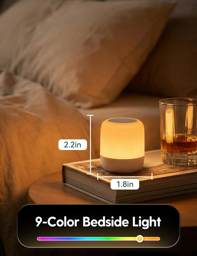 Babelio Pocket Glow White Noise Sound Machine - Upgraded 9 Color Night Lights, 20 Non-Looping Sounds, Timer & Memory Function, Portable for Adults & Babies, White