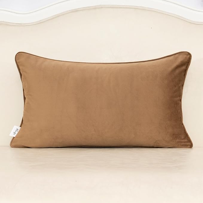 Alerfa Green Brown Floral Throw Pillow Cover 12 x 20 Inch Cut Velvet Rectange Luxury Decorative Lumbar Pillow Cover for Couch Living Room Bedroom