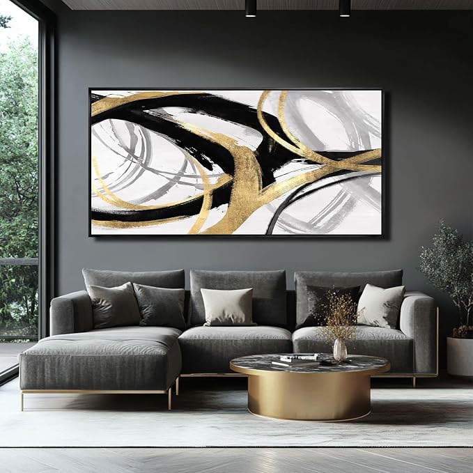 Large Canvas Wall Art Room Decor Framed Wall Art Abstract Line Paintings Home Decoration for Living Bedroom Office 29"x58"