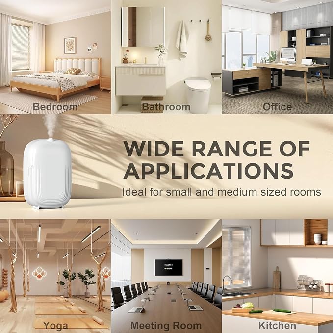 Waterless Oil Diffuser,Home Aromatherapy Scent Diffuser with APP & Timer|Whole House Oil Air Diffusers for Large Room,Office,Hotel Collection Use,Cover up to 1500 sq.ft-150ML,Compact,Quiet,Ivory