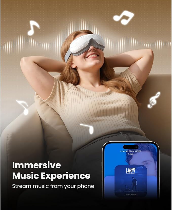 BOB AND BRAD Eye Massager FSA Eligible/HSA Eligible, EyeOasis 2 Heated Eye Mask for Migraines with Music, Smart Migraine Massager Reduce Dry Eyes Improve Sleep, Christmas Birthday Gifts for Women Men