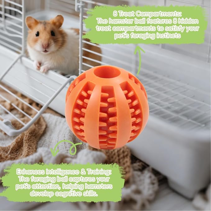 2 PCS Hamster Balls, Hamster Toy Enrichment Foraging Ball, Guinea Pig Maze Intellectual Toys Treat Balls, Snack Hidden Dispenser, Small Animals Slow Feeder for Guinea Pigs Rats Rabbits
