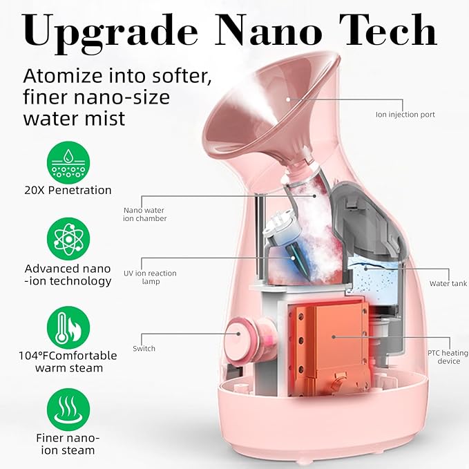 Pjordo Facial Steamer Spa Kit, 12 Skin Care Tools & 5 Jelly Mask Powder, Nano Ionic Steamer for Facial Deep Cleaning Unclog Pores Sinuses, Warm Mist Humidifier for Home SPA, Valentines Gifts for Women