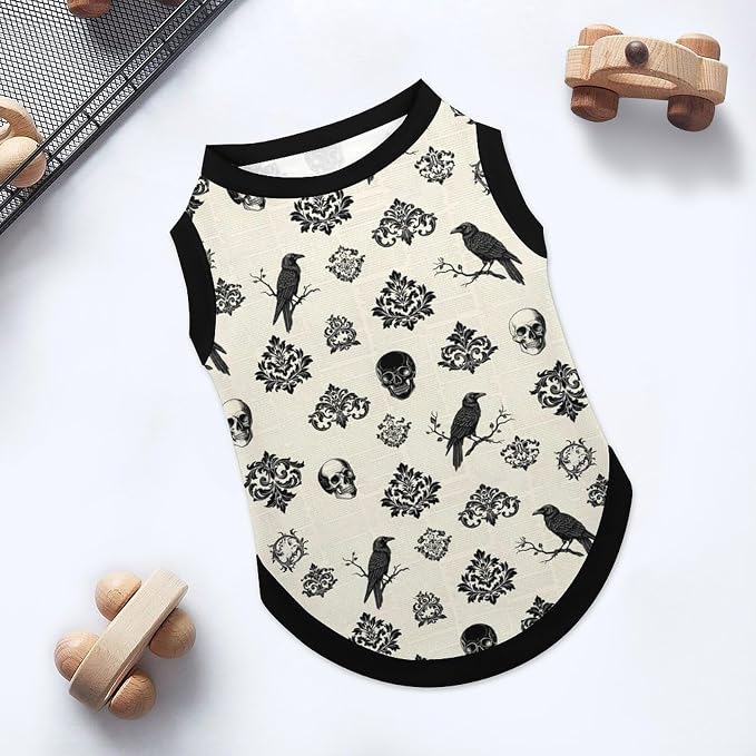 Halloween Pet Vest Crow Branch Pet Shirts Large | black skull Dog Shirt Vest cute pet Sleeveless Vests Ice Silk Dog T-Shirts holiday Dog Clothes Halloween Canine Wear