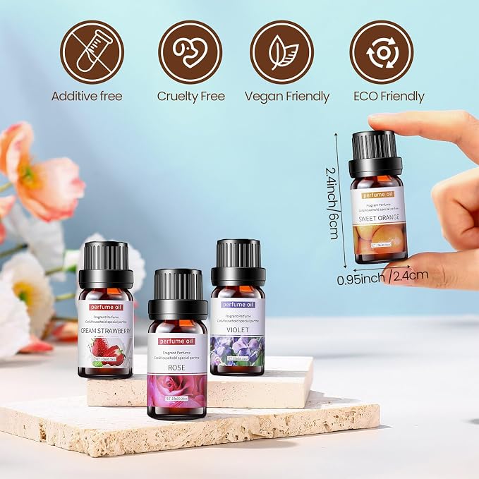 Nuanchu 36 Pcs Essential Oil Set for Humidifiers and Diffusers 10ml Fragrance Aromatherapy Oils Kits Fruity Candle Making Supplies for Soap Making Scents Summer Home Skin Care DIY Massage Laundry