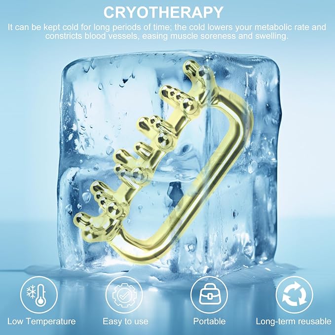 Fascia Massage Tool Stainless Ice Therapy Trigger Point Tools Cellulite Blaster Massage Tool for Shoulder Neck Facial Full Body Deep Tissue Myofascial Release and Tighter Skin Golden