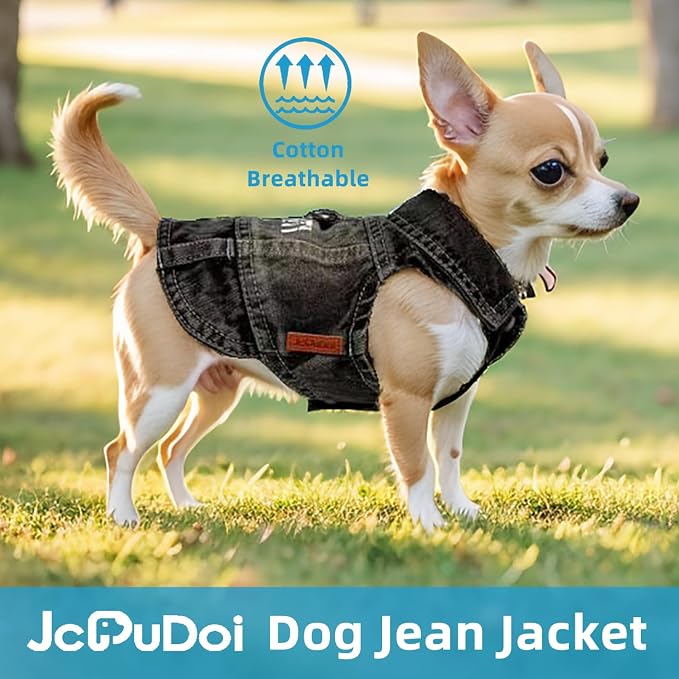 Black Security Dog Jean Jacket,Pet Denim Coat,Puppy Clothes(XL) | Small Dogs Cotton Classic Overalls Cat Costumes Sleeveless Washed Vest Outfit T-Shirts Male Boy Girl
