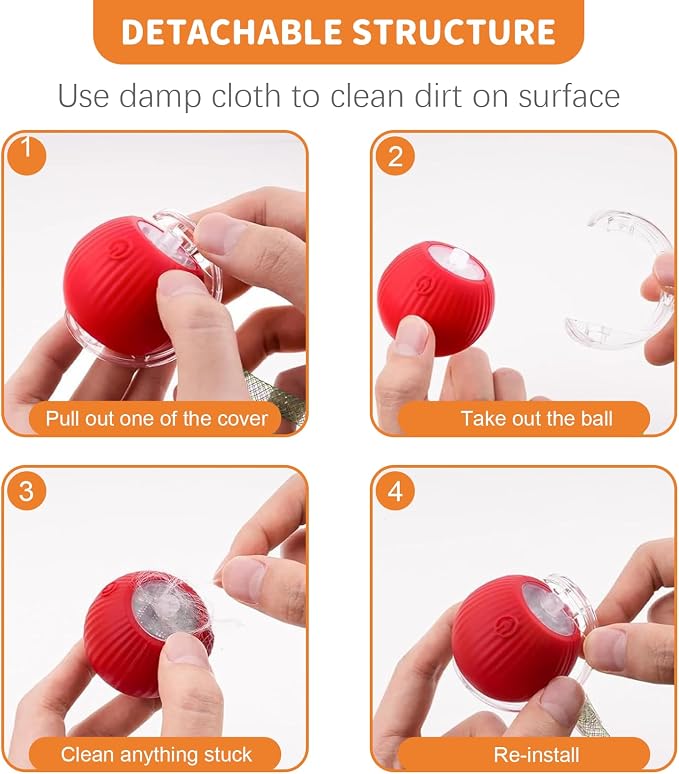 Cat Toys for Indoor Cats Smart Automatic Bal Moving Chase Dogs Toy, Red | Ball Rolling for Bored Kitten Pet, Upgraded Speedy Moving Chase Dogs Toy