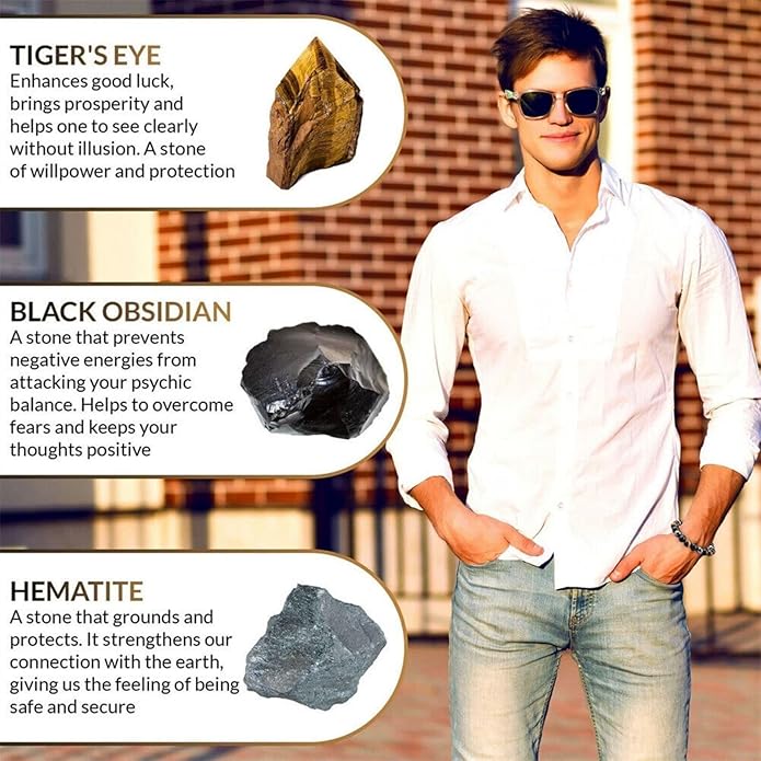 Evil Eye with Hematite Black Obsidian Tiger Eye Stone Triple Protection Bracelets for Men Women, Crystal Healing Stone Bracelet Bring Luck Prosperity and Happiness Jewelry