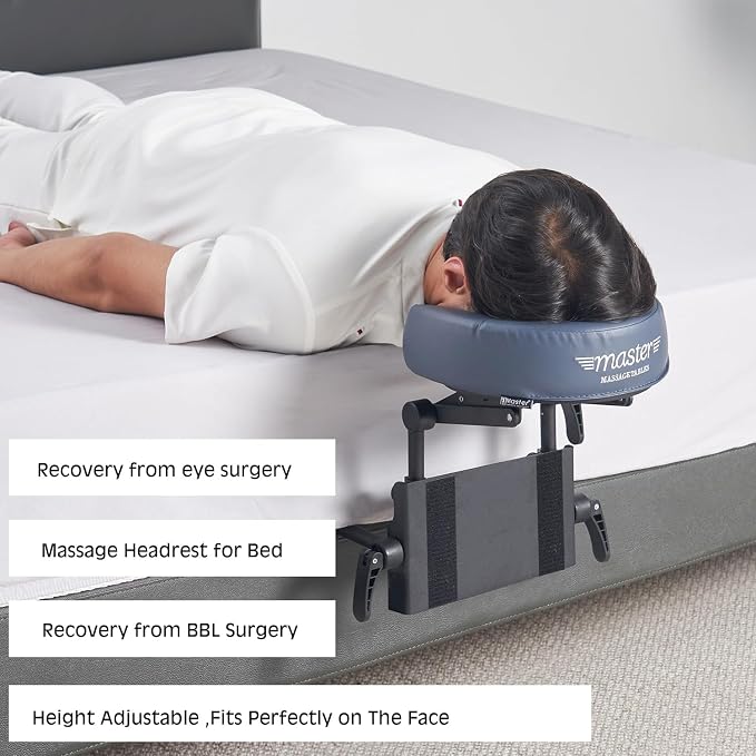 Master Massage Home Massage Headrest Kit Professional for Bed, Adjustable Headrest & Pu Face Cushion for Private Masseuse, Face Down Pillow Mattress Top Massage Kit Family Use