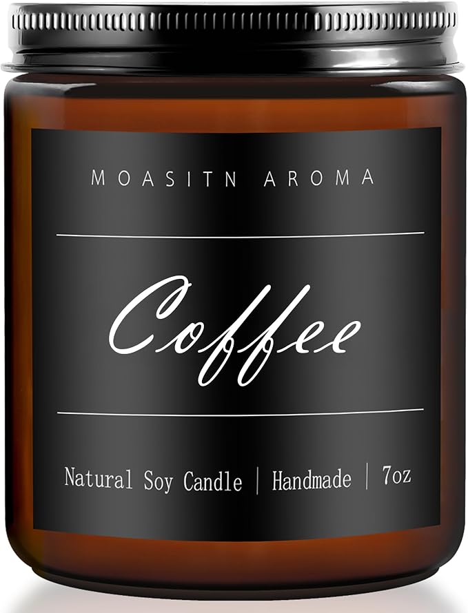 MOASITN Coffee Highly Scented Candles for Home| Organic Soy Aromatherapy Candle| Handmade Long Lasting Jar Candle| Candel Gift for Women,Men as Birthday,Housewarming,Relaxing,Christmas Gifts| 7oz