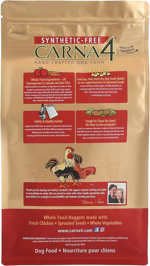 CARNA4 Gentle Quick-Baked Air-Dried Dog Food, Chicken Recipe, 13lb | Fresh Chicken, Liver, Whole Eggs & Organic Sprouted Seeds, Never Extruded, No Synthetic Vitamins or Minerals