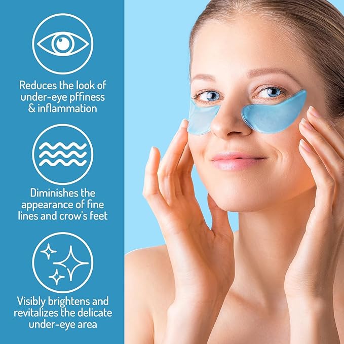 Revitalizing Under Eye Patches, 30 Pairs Brightening & Smoothing Eye Gels with Retinol, Collagen, Hyaluronic Acid, Hydrating Cooling Anti Aging Under Eye Masks for Dark Circles, Puffiness & Fine Lines