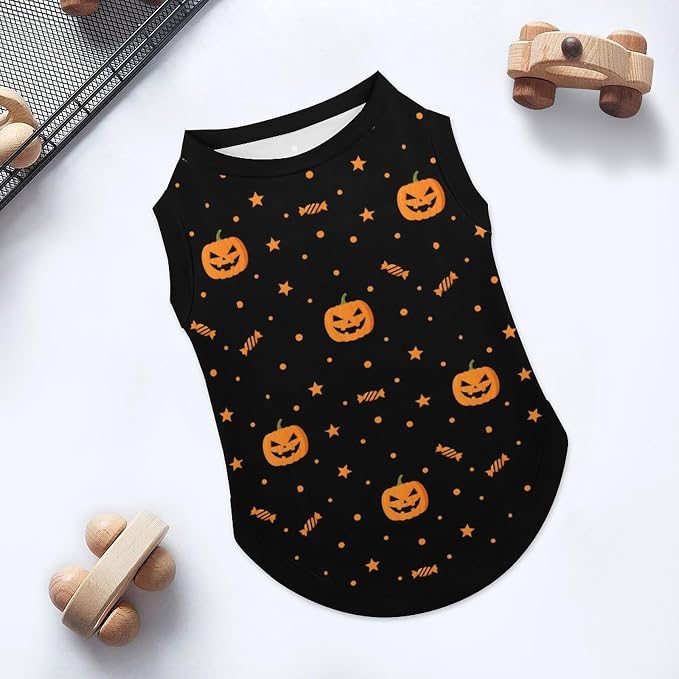 Halloween Pet Vest Pumpkin Pet Shirts Large | Jack-o'-Lantern Dog Shirt Vest cute pet Sleeveless Vests Ice Silk Dog T-Shirts holiday Dog Clothes Halloween Canine Wear