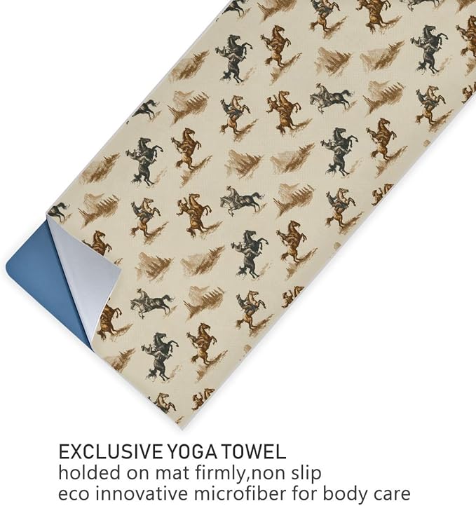 Cowboy Yoga Mat Towel 73 x 27 Inch Non Slip Soft Sweat Absorbent Hot Yoga Mat Towel for Pilates and Workout