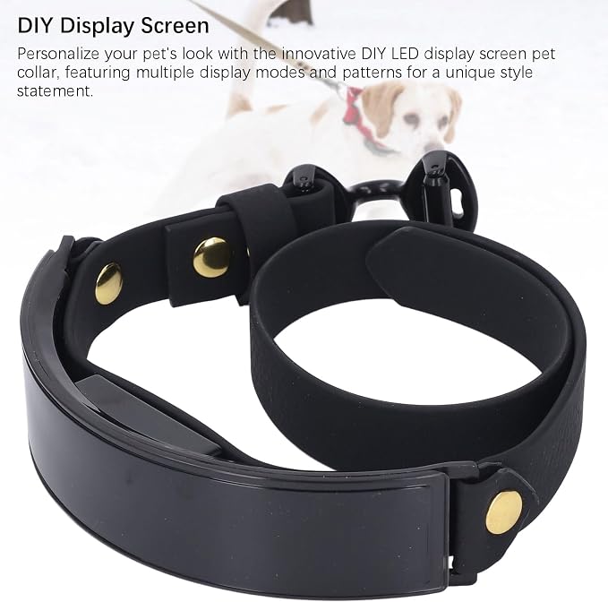 LED Dog Collar, Programmable DIY LED Collar Rechargeable for Dog Walking, Glowing Night Pet Necklace with DIY Screen & Adjustable Belts for Small Medium and Large Dogs (Red Light)