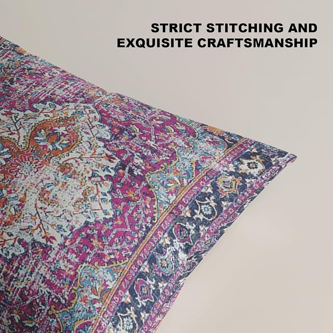 Boho Throw Pillow Covers 12x20 inch Set of 2,Soft Pillowcases Bohemia Carpet Printing Pattern Decorative Sofa Living Room Bed Rectangle Pillow Case Cushion Cover-Purple