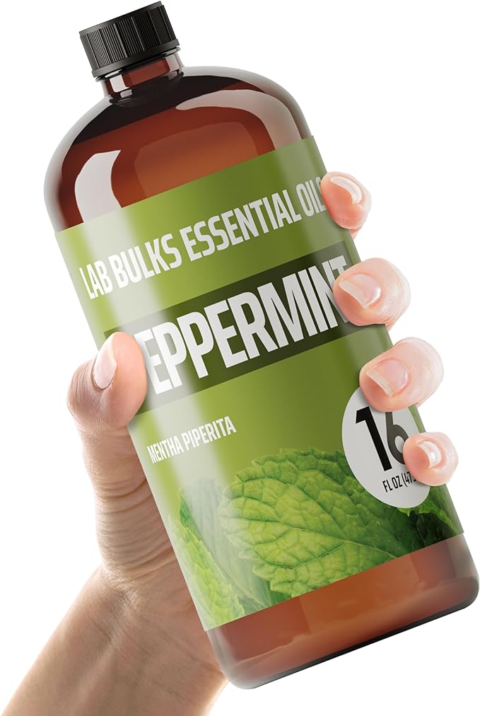 Lab Bulks Essential Oil Peppermint Essential Oil, 16 oz Bottle for Diffusers, House Cleaning, Candles, 1 Pack, Aromatherapy Oil