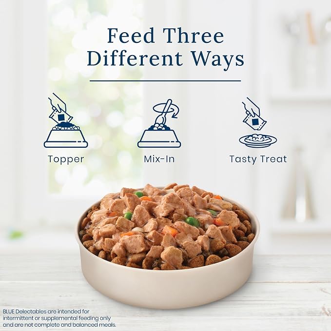 Blue Buffalo Delectables Lamb Dog Food Topper, 3 oz, 24 ct | Real Lamb with Garden Veggies in Gravy, Single-Serve Pouch, Topper or Treat