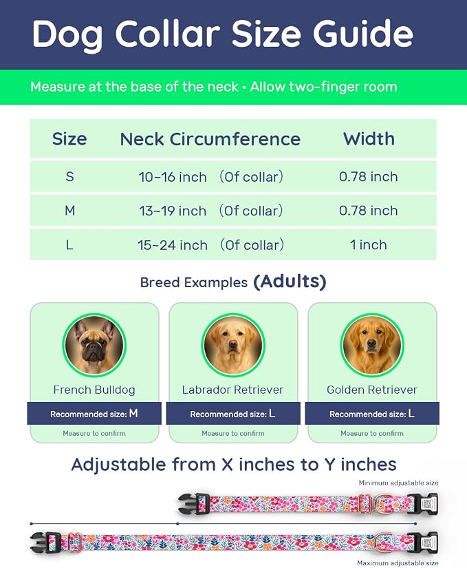 Dog Collar for Meidum Dogs with Smart QR Tags
