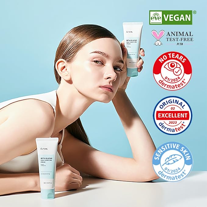 IUNIK Beta-Glucan Vegan Lightweight Non-Sticky Deep Moisture Watery Cream Lotion Daily Moisturizer Quick Absorption Dry Mature Sensitive Fine lines Skin Naturally-Derived Centella Vitamin Korean