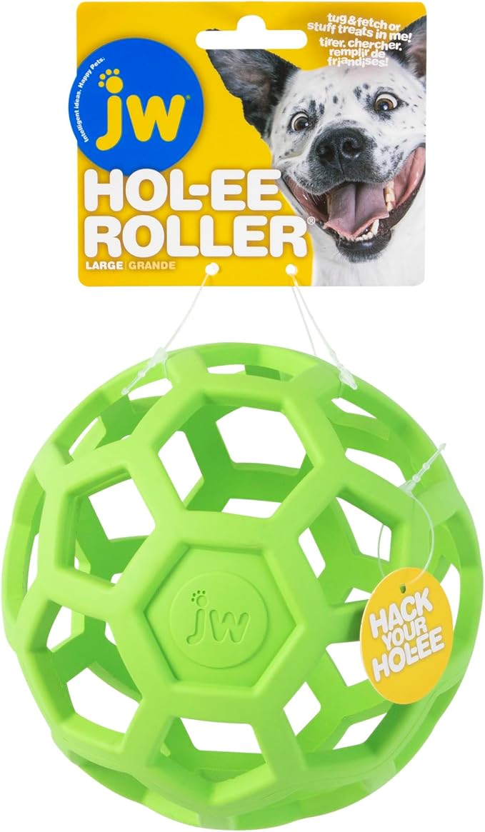 JW Pet HOL-ee Roller, Natural Rubber, Large 5.5in, Colors May Vary