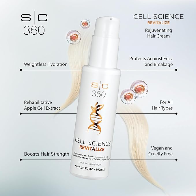 StyleCraft SC360 Cell Science Glow Cream & Shine Enhancing Hair Oil Duo Kit - Nourishing & Strengthening Hair Care with Apple Cell Extract, Jojoba, Grape Seed & Argan Oils - 2 x 100mL