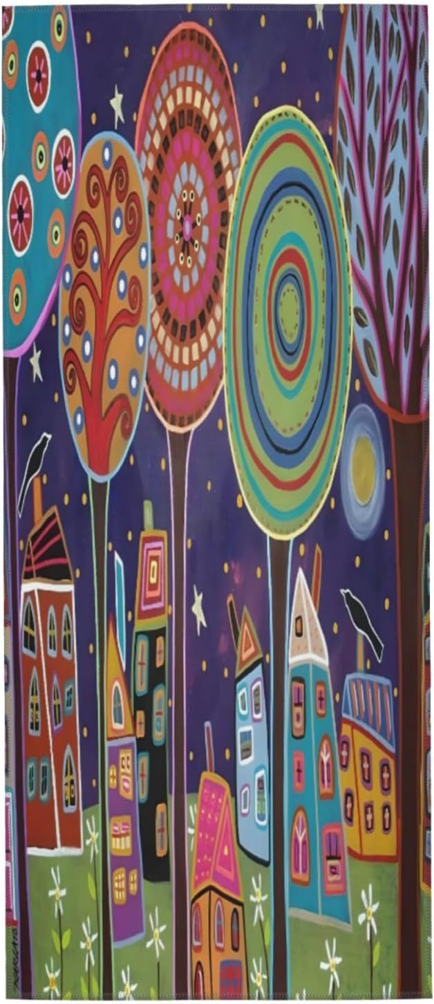 Game Room Colorful Night Landscape Microfiber Towel 12x27.5 Inches, Quick Dry Soft Travel Towel